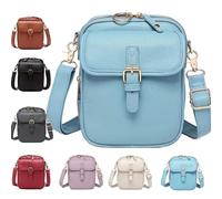 Sculpture Crossbody Leather Bag, Unisex Sculpture Crossbody 8f Leather Bags, Trendy Storage Casual Shoulder Messenger Purse (Lake Blue)