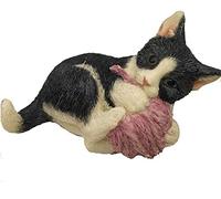 Sculpture Desktop Ornament Ideal for Gift Statues for Yard and Garden Fairy Garden Decoration Funny Mini Black cat Playing Wool Ball Statue Doll Decorations Bookshelf Desktop Flow Pot Decorative Gift