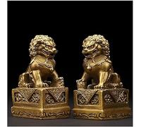 Sculpture Feng Shui Brass Statue Lion Wealth Prosperity Ornaments Pair Of Dogs FU Foo Guardian Ward Off Evil Energy