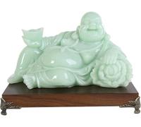 Sculpture Feng Shui Laughing Buddha Statue Happy Smiling Buddha Figurine with Base Maitreya Wealth Luck Happiness