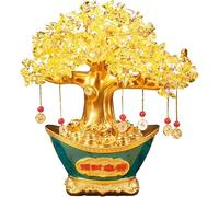 Sculpture Feng Shui Ornaments Money Tree Citrine Crystal Sculpture for Wealth And Good Luck Home Office Decoration