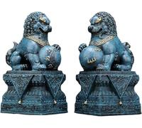 Sculpture Feng shui Pair of Fu Foo Dogs Guardian Lion Statues Chinese Prosperity Figurine And Office Congratulatory Gift