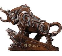 Sculpture Figurines oxFigurine with Base锛孊ull Sculpture That Brings Wealth, Feng Shui Decoration Made of Resin and Decorative Animal Sculpture Gifts for Friend Desktop Decorations