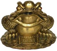 Sculpture Figurines Pure Copper Feng Shui Lucky Gold Toad Ornaments Seven-Star Three-Legged Gold Toad Statue Desktop Money Frog Decorations Exquisite Craftsmanship Desktop Decorations