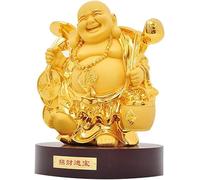 Sculpture Gardening Ornament Chinese Feng Shui Decor Gold Plating Laughing Buddha Statues Attract Wealth And Good Luck