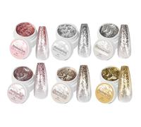 Sculpture Gel - High-Density Platinum Naiĺ Gel Set, Japanese Style Glitter Naiĺ Art Paint, Gold & Silver ChromeGel with Pull-Out Line Drawing & Painting Function, 6x5g