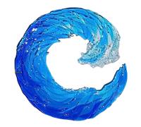 Sculpture Handcrafted Glass Art, Fused Blue Wave Glass Ocean Suncatcher Ornament with Light Transmitting Resin, Elegant Water Art for Desktop Shelf Wi