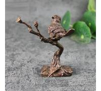 Sculpture Handmade Copper Plum Tree Happy Magpie Bird Miniature Ornaments Decor
