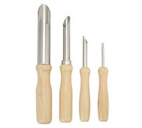 Sculpture Hole Cutter Set - 4PCS Stainless Steel Clay Punch Tools with Ergonomic Wooden Handle for Pottery Polymer Clay Rubber and Paper Clay
