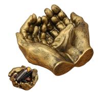 Sculpture Key Tray - Double Hands Shaped Storage Bowl for Entryway or Desk | Artistic Resin Catchall Dish Organizer for Keys Jewelry Earring Coin, Decorative Hand Sculpture Tray, 13x13cm White Bronze