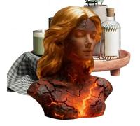 Sculpture Lamp - Decorative Art Statue Light, Gothic Fantasy Desk Accessories, Crack Effect & Golden Hair Sculpture for Homeowners Hallway Office Hotel Living Room Bedroom Bedside Nightstand