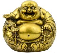 Sculpture Laughing Buddha Statues Pure Brass Chinese Feng Shui Decor Wealth Good Luck Prosperity Figurines Two Colors