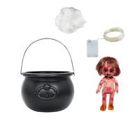 Sculpture Ornaments Creepy Doll Jar Halloween Decorations Witch Cauldron Desktop Ornament Scary Home Decorative Accessories Plastic Figurine Garden Ornaments Outdoor Animals (B, One Size)