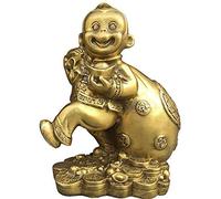 Sculpture Statue Figurine Decor Statue Ornaments Decorations Chinese Feng Shui Pure Copper Monkey Statues Treasure Bowl Back Money Bag Monkey Mascot Ornaments Home and Office Decoration Crafts,