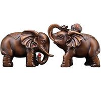 Sculpture Statues Ornaments A Pair of Feng Shui Elephant Statues Decor Chinese Resin Imitation Wood Figurines