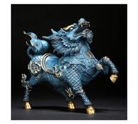 Sculpture Tabletop Chinese Feng Shui Kirin Statue Decoration, Brass Painted Handmade Modern Sculpture, Decoration Accessories Mascot Decoration Tabletop Decor Ornaments Good Lucky Gifts,A (Color : Ch