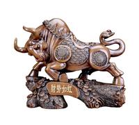 Sculpture Tabletop Cow Sculpture Statue Decoration, Resin Figurine Zodiac Ornament Wealth Luck Decoration, for Your Or Office Cow Sculpture Decoration,Brown