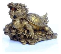 Sculpture Tabletop Dragon Turtle Statue Feng Shui Decoration, Pure Copper Gossip Dragon Turtle Statue Sculpture Ornaments, Coins and Ingot for Wealth Prosperity Decoration Gift,14cm (Color :