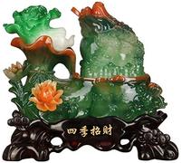 Sculpture Tabletop Feng Shui Money Lucky Statue Fortune Wealth Frog Toad Coin Sculpture Figurines Tabletop Ornaments Good Lucky Gifts,Green 2516.524cm