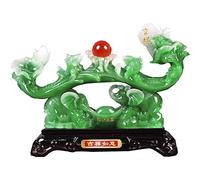 Sculpture Tabletop Feng Shui Ornaments for The Home, with Elephant Statue Sculptures, Charm of Prosperity, Gift,Green