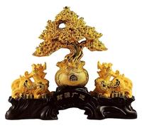Sculpture Tabletop Fengshui Figurines Lucky Decoration Auspicious Gift Decoration Feng Shui Statues Collectible Figurines Decoration for Luck Wealth Perfect for Your Or Office Prosperity Sculpture H (
