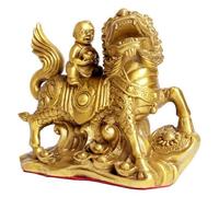 Sculpture Tabletop Kylin Dragon Horses Kirin on Copper Coins Wealth Pure Copper Statue Implies Many Children and Grandchildren, Prosperity Deacute;cor,A