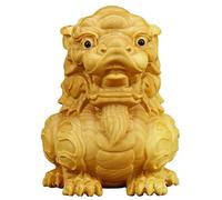Sculpture Tabletop/Kylin Statues Wealth Prosperity, Feng Shui/Qi Lin Figurine Sculptures Ornaments, Attract Wealth and Good Luck,Wood