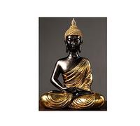 Sculpture Tabletop Resin Thai Buddha Statue Zen Buddha Statue Ornaments Indoor/Outdoor Meditating Buddha Statuary Decor(C)
