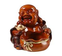 Sculpture YTDFXZCSW Creative Desk Storage Box Laughing Buddha Sculpture for Lucky Happiness Feng Shui Decor Key Container Home Table Decoration Housewarming Congratulatory Gifts,A: Silver-D: Dark Woo