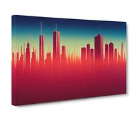 Sculptured City Skyline Architecture Canvas Print | Gallery Wrapped 30mm Frame Wall Art | 30x20 inches | Ready to Hang | Abstract Cityscape Picture | Living Room Bedroom Lounge Office