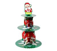 Sculptures Christmas Cupcake Stand Decorations 3 Tier Santa Cake Stand Xmas Dessert Holder Merry Christmas Cardboard Dessert Tree Tower For Holiday Winter Birthday Party (Green, 27x27x45cm)