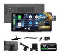 SCUMAXCON Portable 11.36" Car Stereo Wireless CarPlay Android Auto 4K Dash Cam with Backup Cam Airplay IPS Touchscreen Loop Recording GPS Navigation Bluetooth Miracast FM AUX Built in Speaker