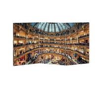 Scumlovy 2 Ft Room Divider Screen Famous Shopping mall Paris Portable Short Canvas Folding 3 Panel Freestanding Separator Privacy Partition Indoor Home Office