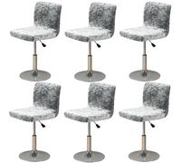Scumlovy Bar Stool Covers, Crushed Velvet Swivel Bar Stool Chair Covers Soft Stretch Pub Counter Stool Covers Non Slip Stool Cover for Swivel Barstool Chair Seat-Light Grey-2 Pack