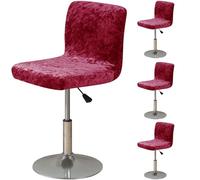 Scumlovy Bar Stool Covers, Crushed Velvet Swivel Bar Stool Chair Covers Soft Stretch Pub Counter Stool Covers Non Slip Stool Cover for Swivel Barstool Chair Seat-Wine red-6 Pack