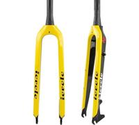 Scumlovy Carbon Fiber MTB Rigid Fork 26/27.5/29 Disc Brake Mountain Bike 1-1/2" Tapered Bicycle Front Fork(Yellow,26'')