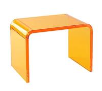 Scumlovy Clear Acrylic End Table,U Shaped Side Table with Rounded Edges, Stylish Modern Coffee Table Small Spaces Bedroom or Living Room Furniture(30.5x19.5x22cm(12x8x9), Orange)