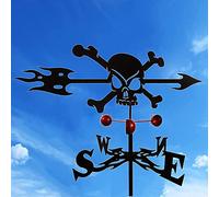Scumlovy Exquisite Metal Weather Vane Ornament Vintage Roof Mount Stake Measuring Tools Garden Silhouettes iron weathervane Wind Direction Indicator Outdoor Bracke