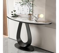 Scumlovy Modern half-moon gold marble entryway table，black Console table，Decorative Narrow sofa Table, for foyer, Hallway, Living Room，entryway(Black,80cm/35.4in)