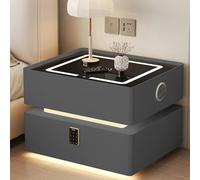 Scumlovy Nightstand Combination Lock,Nightstand With Light,Smart Night Stand Wireless Charging,Modern LED Light,Modern Bedside Table Sensor,Suitable For Offices, Bedrooms(Colo