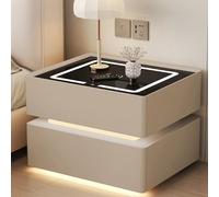 Scumlovy Nightstand Combination Lock,Nightstand With Light,Smart Night Stand Wireless Charging,Modern LED Light,Modern Bedside Table Sensor,Suitable For Offices, Bedrooms(Colo