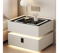 Scumlovy Nightstand Combination Lock,Nightstand With Light,Smart Night Stand Wireless Charging,Modern LED Light,Modern Bedside Table Sensor,Suitable For Offices, Bedrooms(Colo