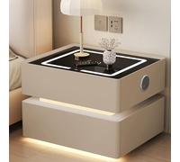 Scumlovy Nightstand Combination Lock,Nightstand With Light,Smart Night Stand Wireless Charging,Modern LED Light,Modern Bedside Table Sensor,Suitable For Offices, Bedrooms(Colo