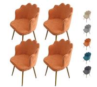 Scumlovy Petal Shaped Chair Cover Stretchy Dining Modern Elegant Slipcover Round Back Dressing Table Protector Room for Kitchen Bedroom Living Room,C 4Pcs