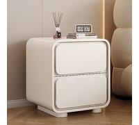 Scumlovy Small Nightstand Narrow Side Table Modern End with 2 Drawer and Storage Shelf for Bedroom Living Room Rustic Solid Stable. (Color : Off