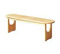 Scumlovy Solid Wood Entryway Benches Rattan woven stool surface Farmhouse bedroom end of bed bench Natural Kitchen Living Room Dining U-shaped legs Bench for hallway(