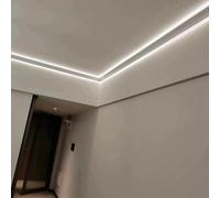 Scumlovy Surface Mounted LED Light Trough, Waterproof Aluminum Led Crown Molding, Indirect Lighting Molding Diffuser for Cabinets/Corridor/Home Theater(15m/49.2ft)