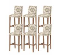Scumlovy Vintage Bohemian Pattern Bar Stool Covers with Backs Green & Orange Stretch Washable Bar Stool Chair Cover Slipcovers Removable Counter Stool High Chair Covers for Pub Dining Room Set of 4