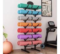 Scumlovy Yoga Mat Holder 7 Layers Capacity 14 Rack, Two-Faced Floor for Home Gym Office Pilates Studio, Kindergarten Blanket Storage Basket(Black)