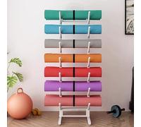 Scumlovy Yoga Mat Holder 7 Layers Capacity 14 Rack, Two-Faced Floor for Home Gym Office Pilates Studio, Kindergarten Blanket Storage Basket(White)